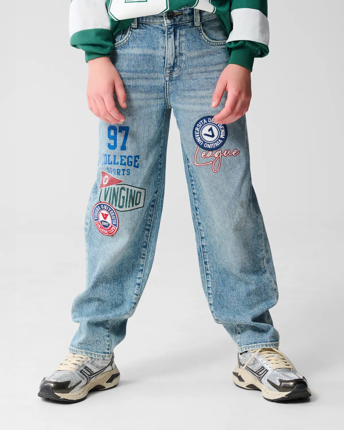 Jongens Baggy Jeans Karter badge | Blauw