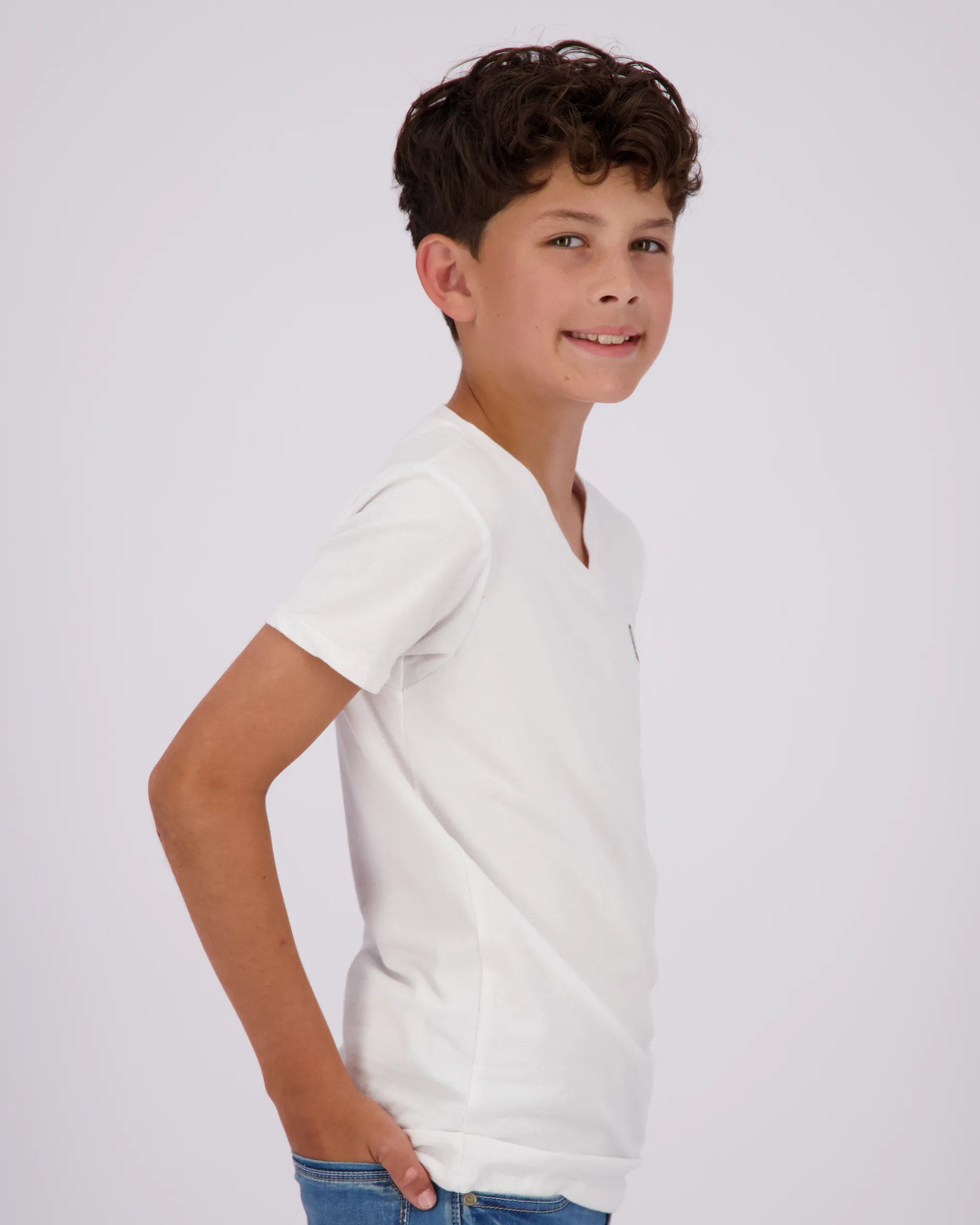 Jongens B Basic v-neck T-shirt | Wit