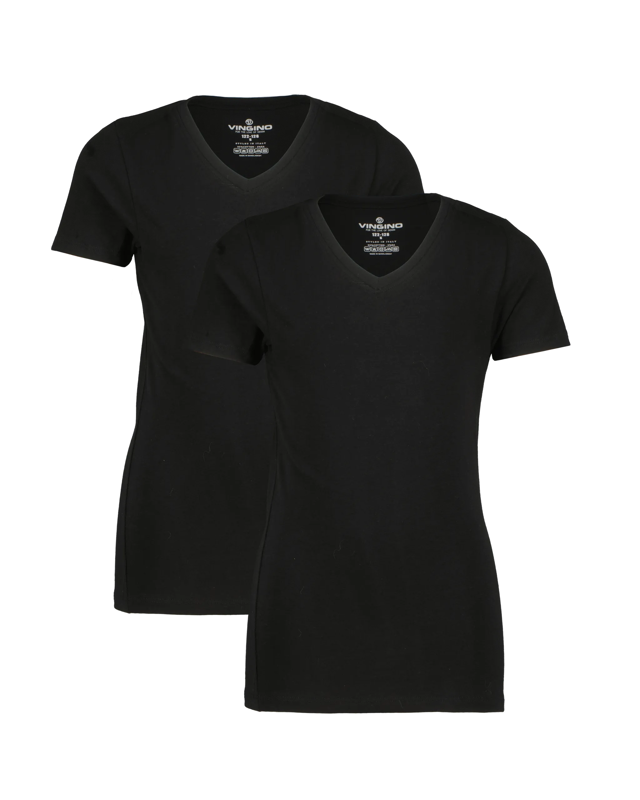Boys T-shirt V-neck 2 pack | Black