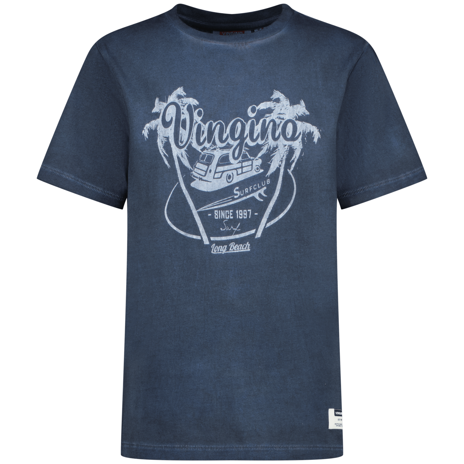 VINGINO T-shirt Hois met printopdruk donkerblauw Jongens Katoen Ronde hals 140