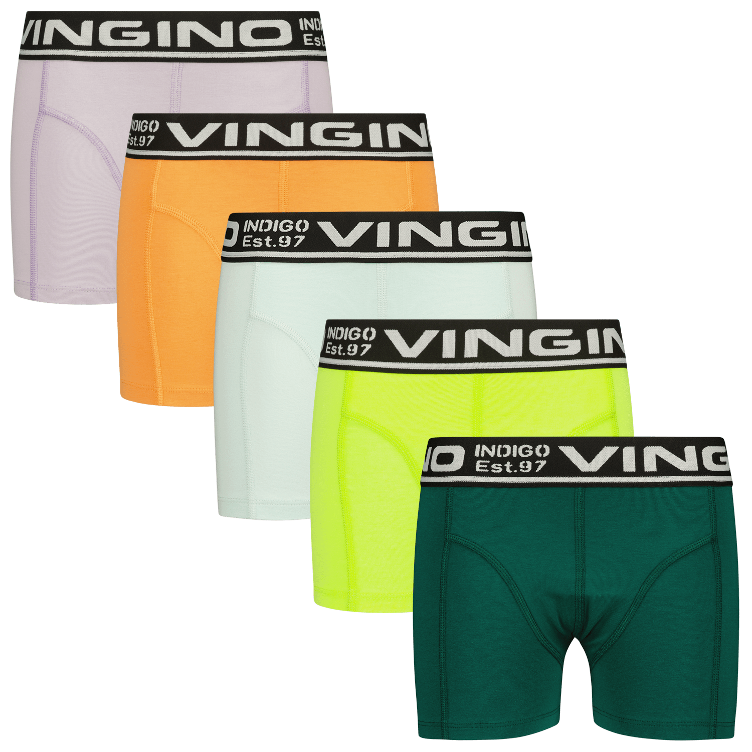 VINGINO boxershort Colors set van 5 groen multicolor Jongens Stretchkatoen 146 152