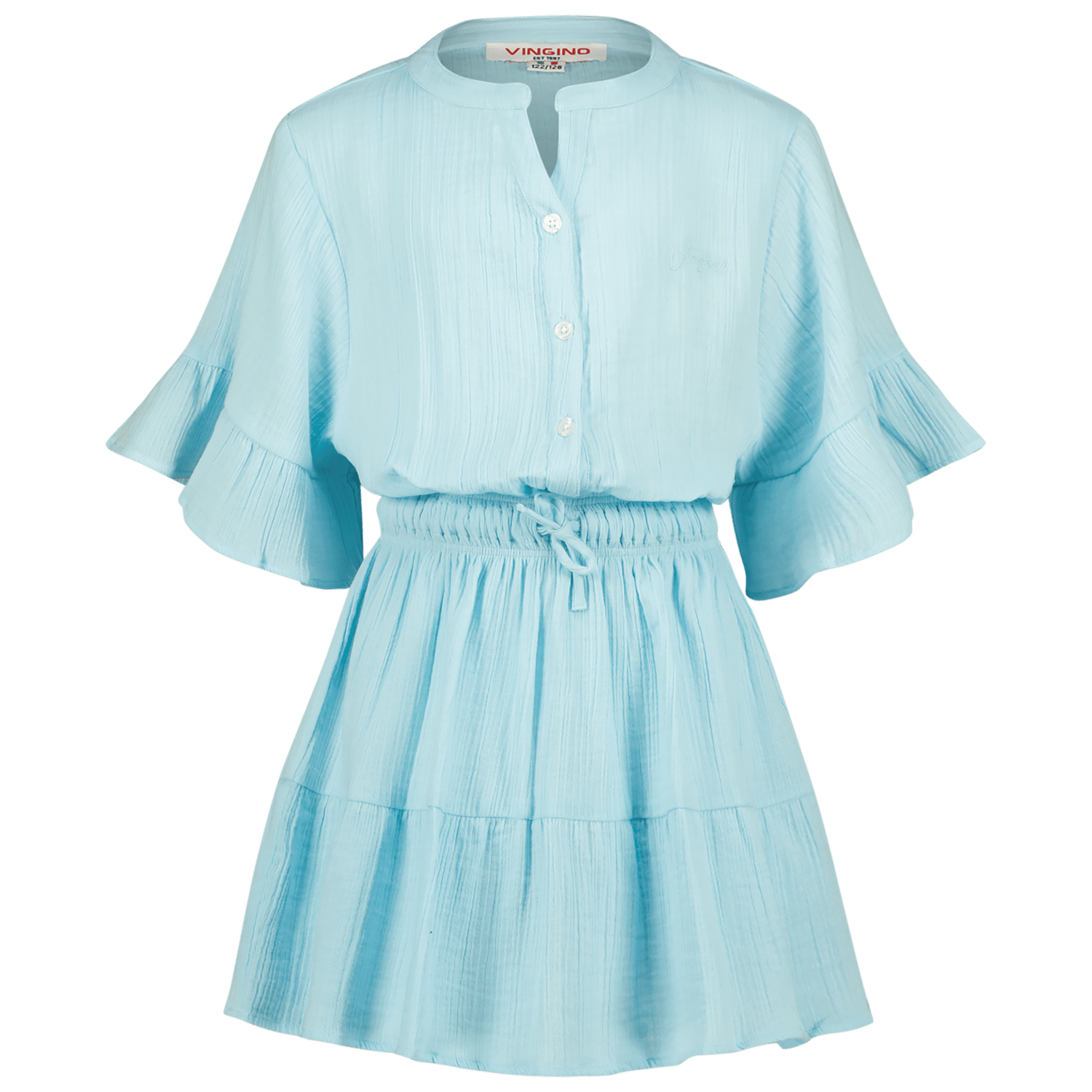VINGINO jurk lichtblauw Meisjes Katoen Ronde hals Effen 140