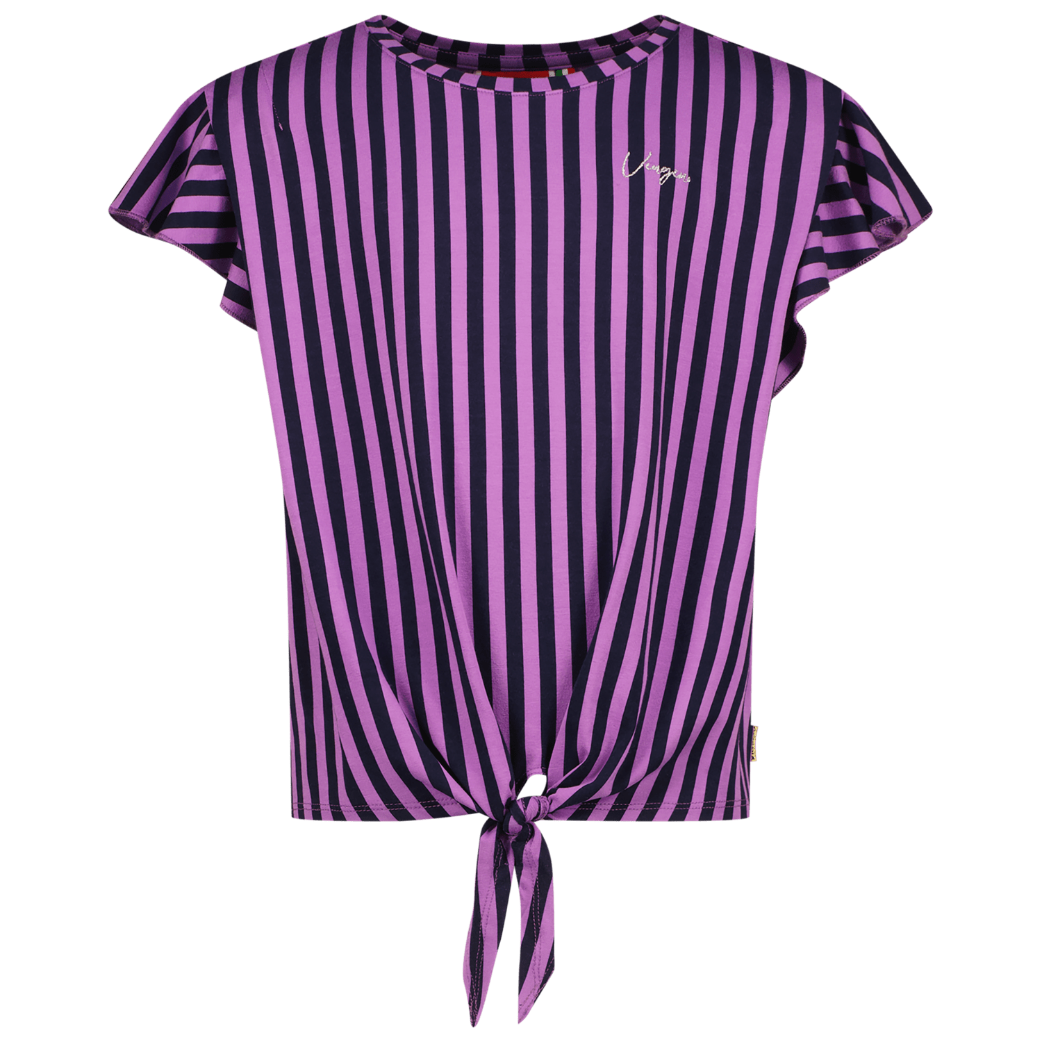 VINGINO gestreept T-shirt paars zwart Meisjes Viscose Ronde hals Streep 140