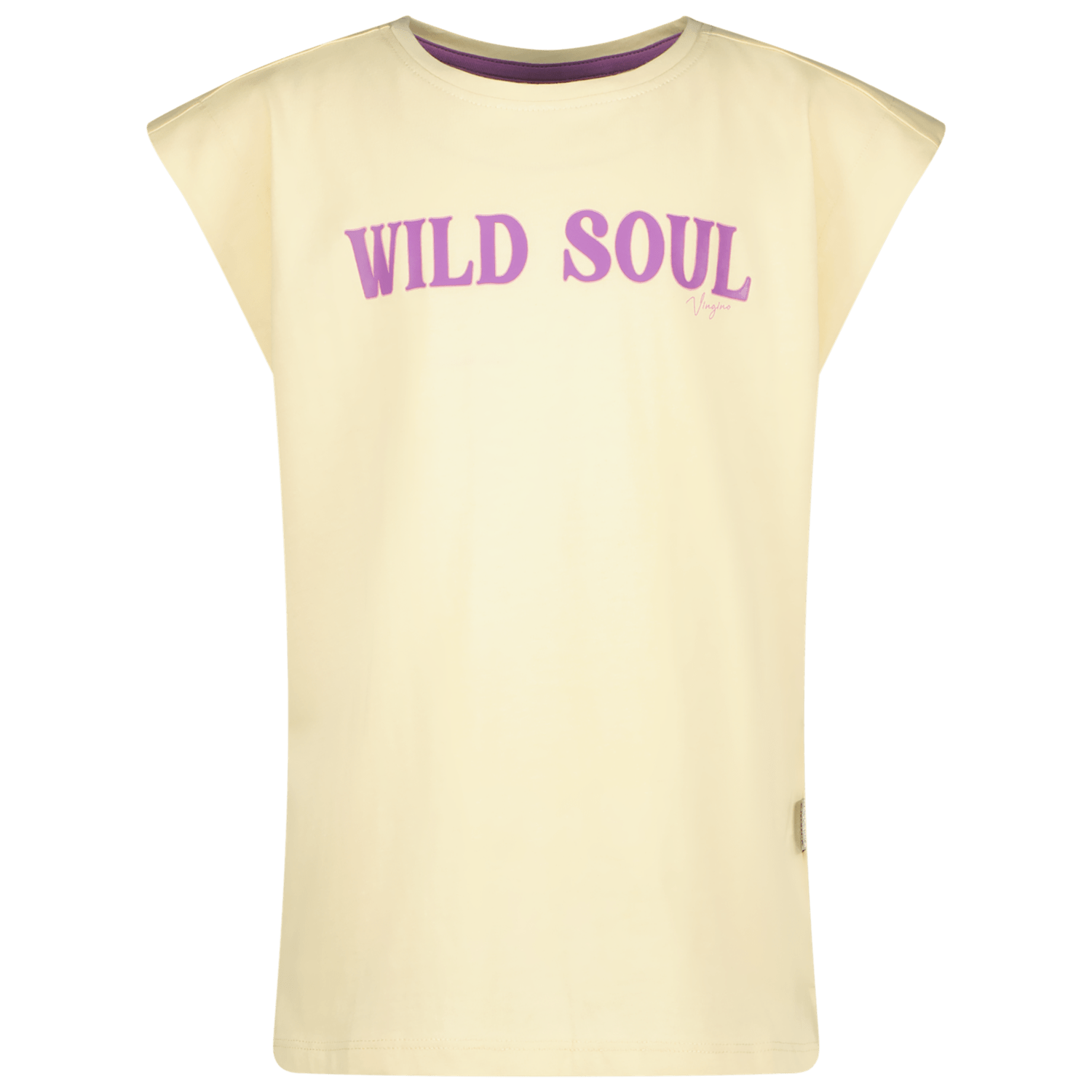 VINGINO T-shirt met tekst lichtgeel paars Meisjes Katoen Ronde hals Tekst 140