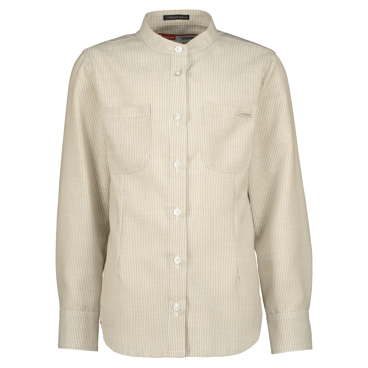 VINGINO overhemd LAURENT beige Jongens Polyester Klassieke kraag Effen 140