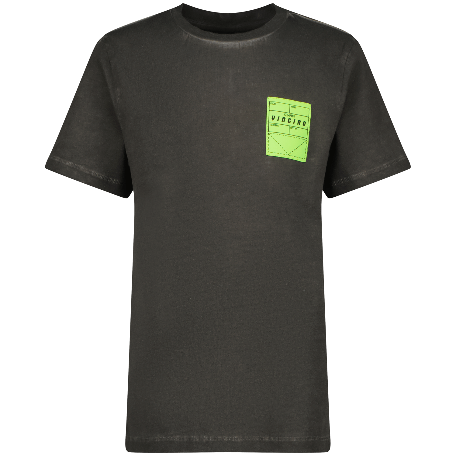 VINGINO T-shirt Herso met printopdruk donkergrijs neon geel Jongens Katoen Ronde hals 140