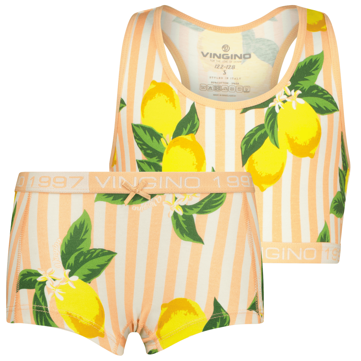 VINGINO bh top + short Lemons Oranje Meisjes Stretchkatoen Ronde hals All over print 146 152