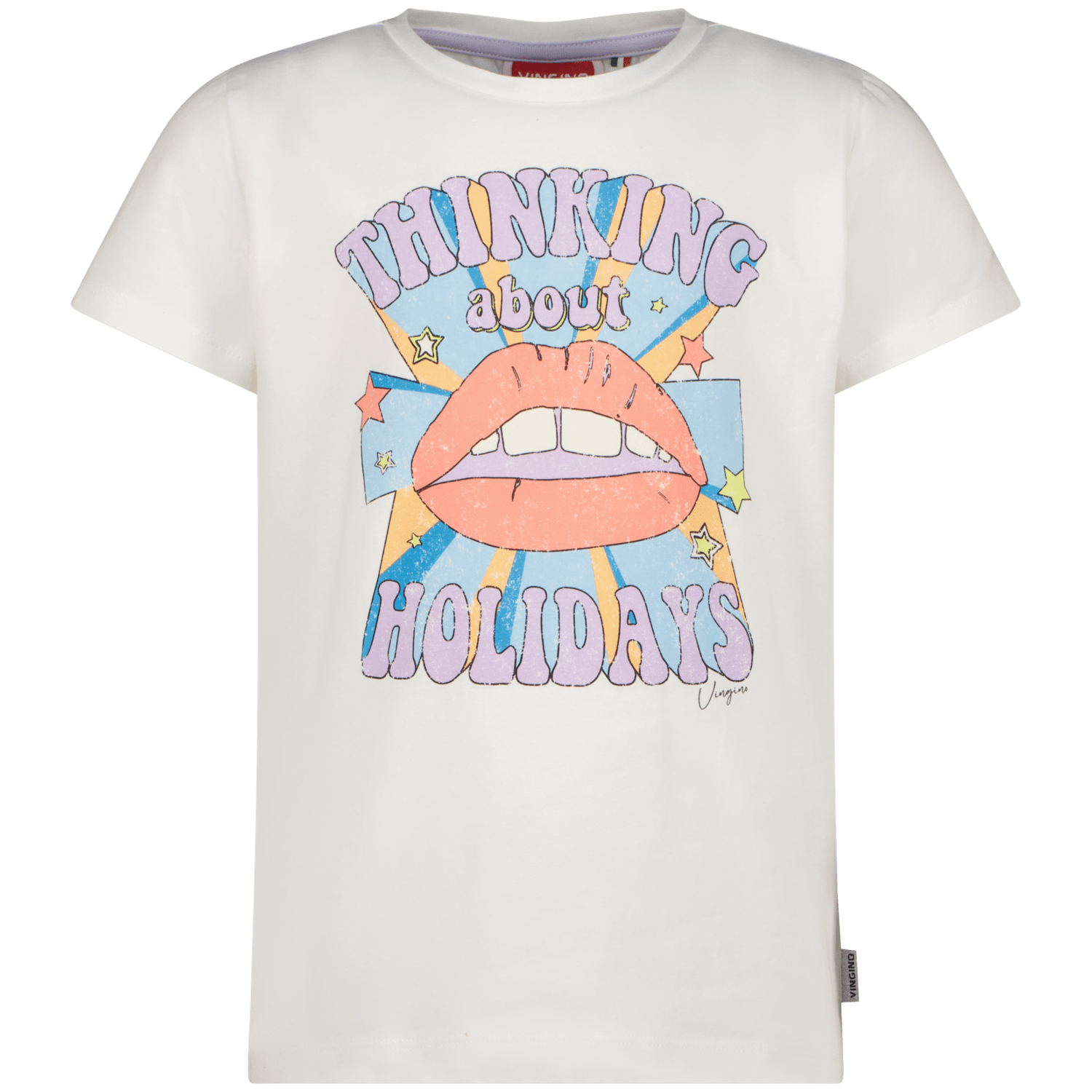 VINGINO T-shirt Harloua met printopdruk wit Meisjes Katoen Ronde hals Printopdruk 140