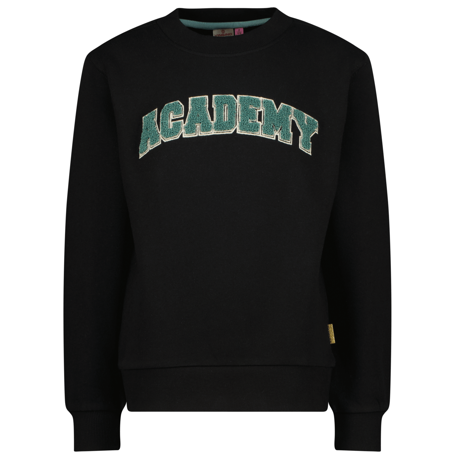 VINGINO sweater Nousha met tekst en 3D applicatie zwart Tekst 140