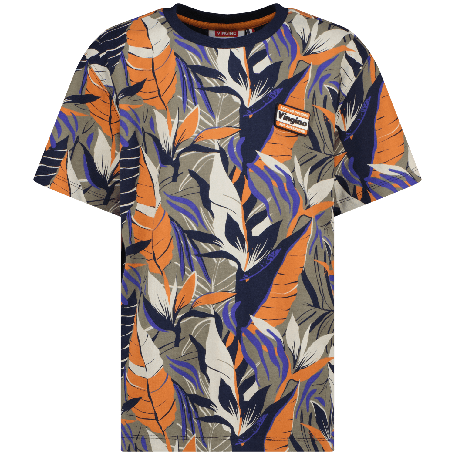 VINGINO T-shirt Hor met all over print zand oranje paars Beige Jongens Katoen Ronde hals 140