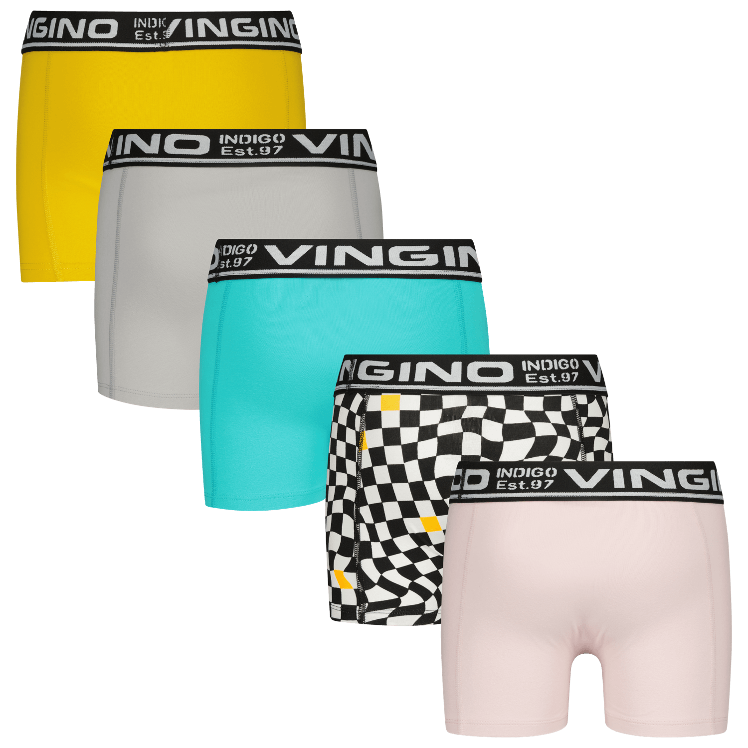 VINGINO boxershort Colors set van 5 aquablauw multicolor Jongens Stretchkatoen 146 152