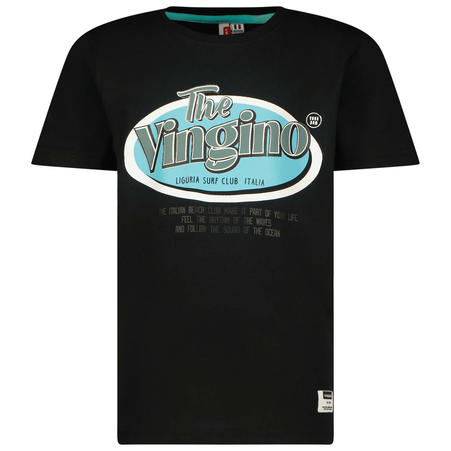 VINGINO T-shirt Hebor zwart blauw Jongens Katoen Ronde hals Effen 140