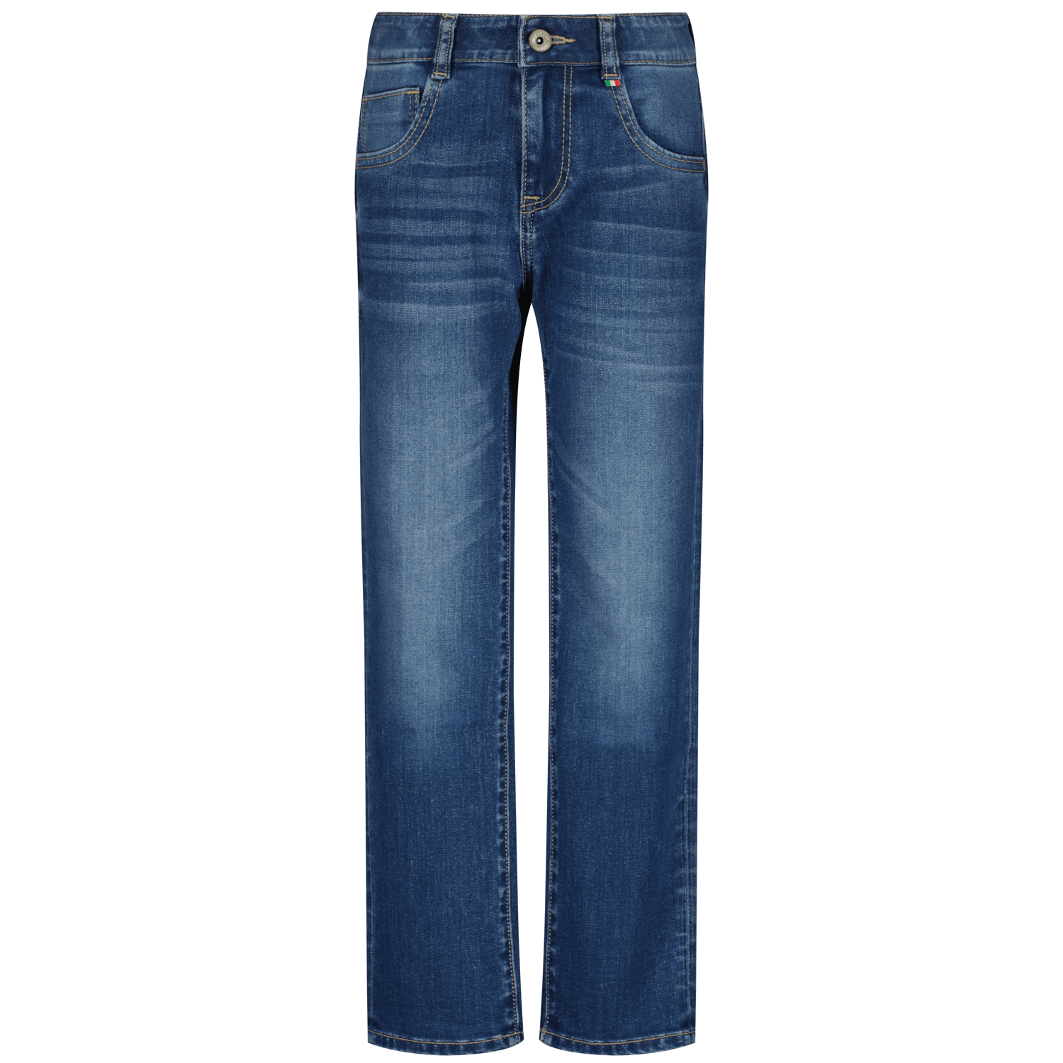 VINGINO straight fit jeans Paco medium blue denim Blauw Effen 140