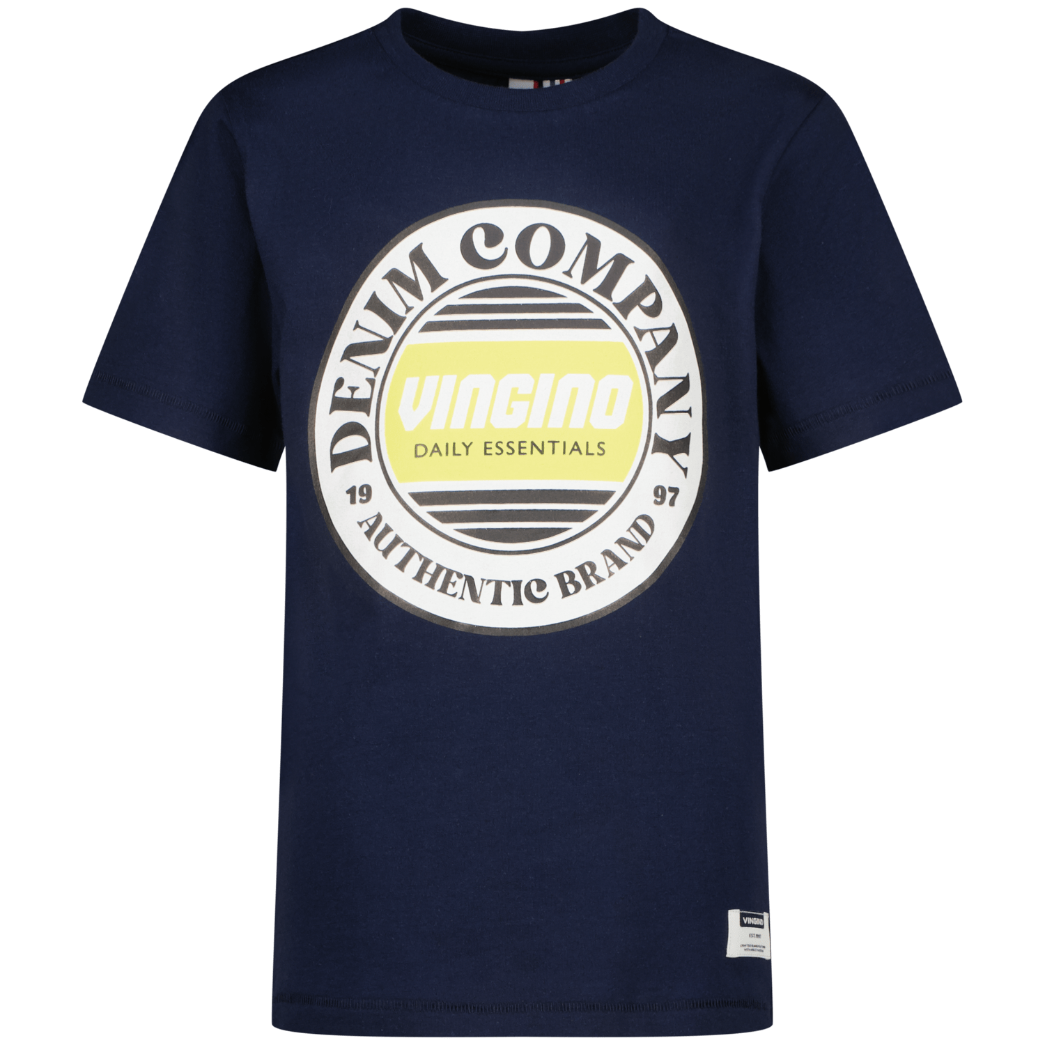 VINGINO T-shirt Hefso met logo donkerblauw Jongens Katoen Ronde hals Logo 140