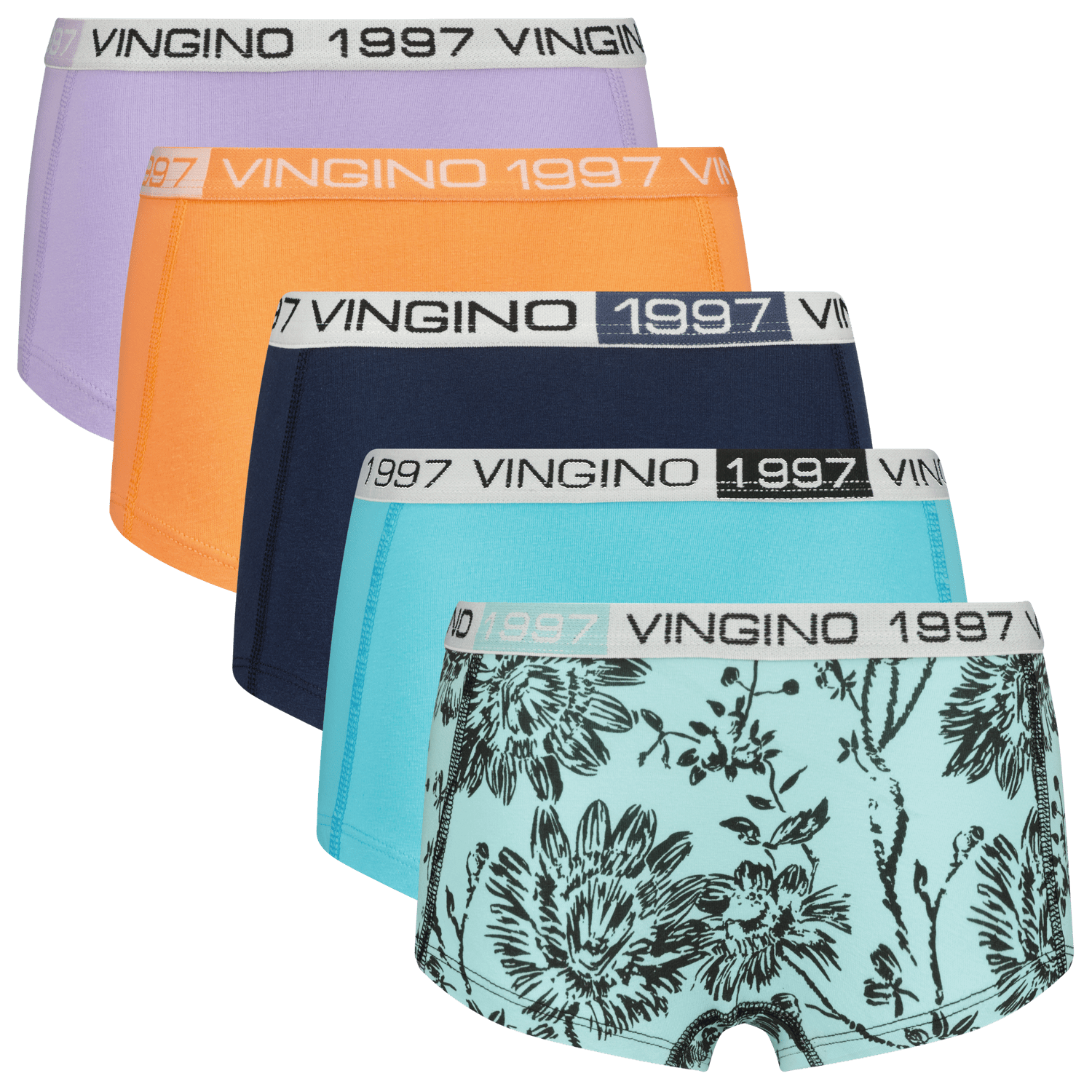 VINGINO short set van 5 aquablauw multicolor Slip Meisjes Stretchkatoen 146 152