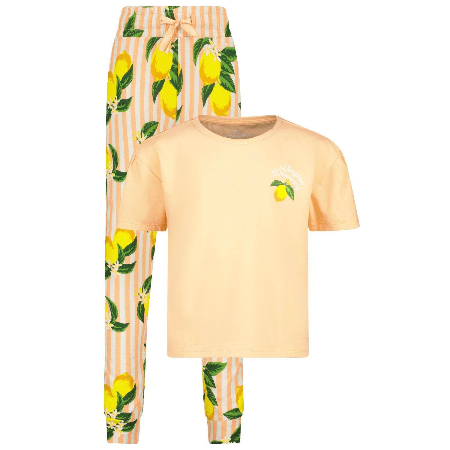 VINGINO pyjama Weilla oranje geel groen Meisjes Stretchkatoen Ronde hals 146 152