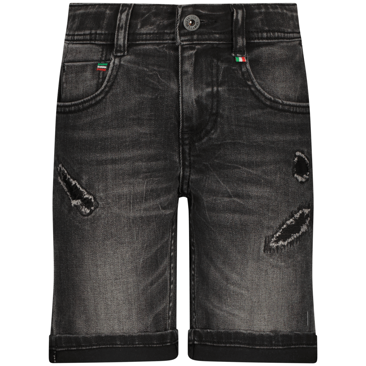 VINGINO denim short Curzio Damage black vintage Korte broek Zwart Jongens Stretchdenim 140
