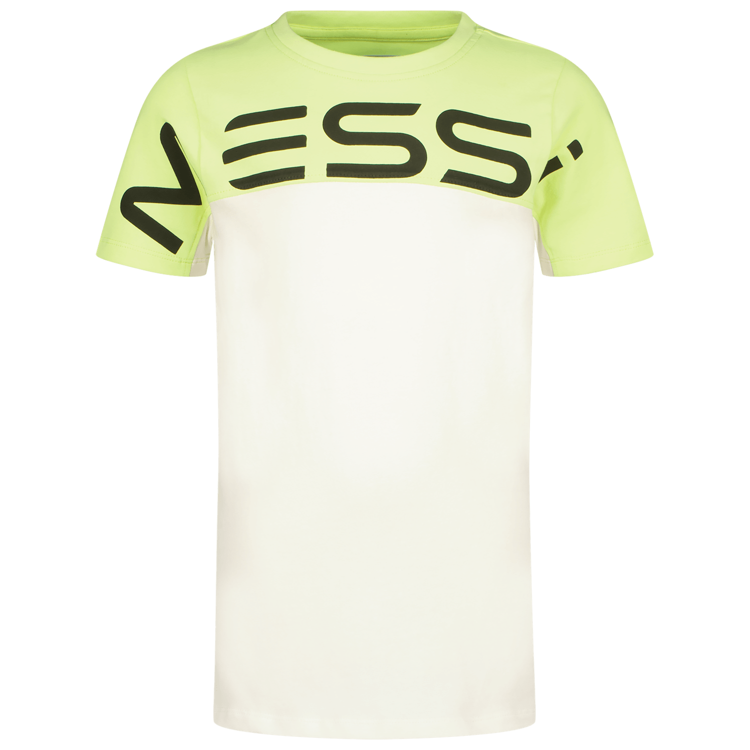 VINGINO x Messi T-shirt Jint met logo wit geel Jongens Stretchkatoen Ronde hals 140