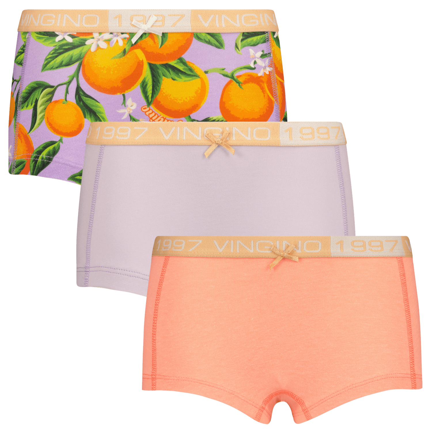 VINGINO short Orange set van 3 lila oranje Slip Paars Meisjes Stretchkatoen 146 152