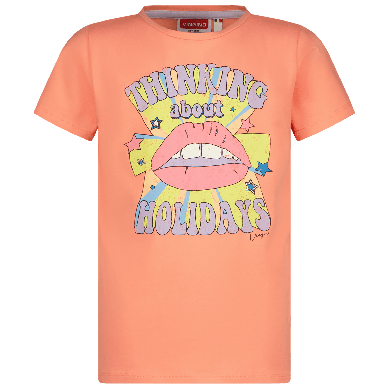 VINGINO T-shirt met printopdruk oranje Meisjes Katoen Ronde hals Printopdruk 140
