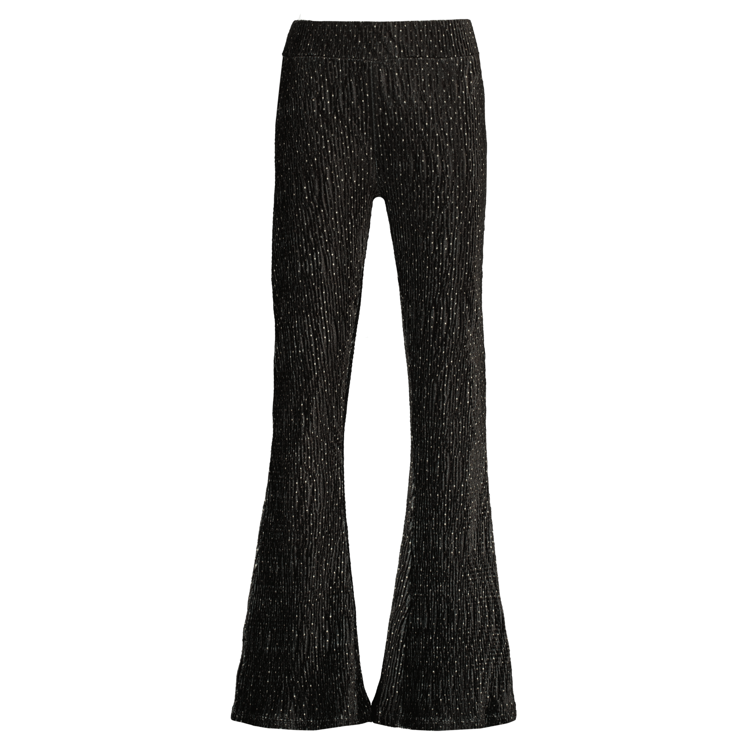 VINGINO high waist flared broek Sanna met glitters zwart goud Meisjes Polyester 140