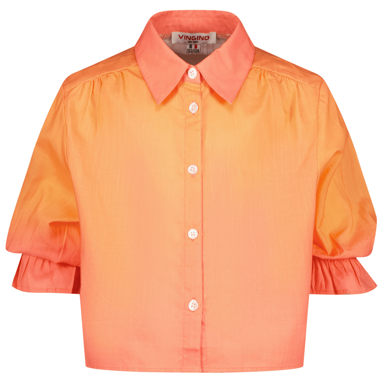 VINGINO blouse koraalroze oranje Meisjes Katoen Klassieke kraag Effen 140