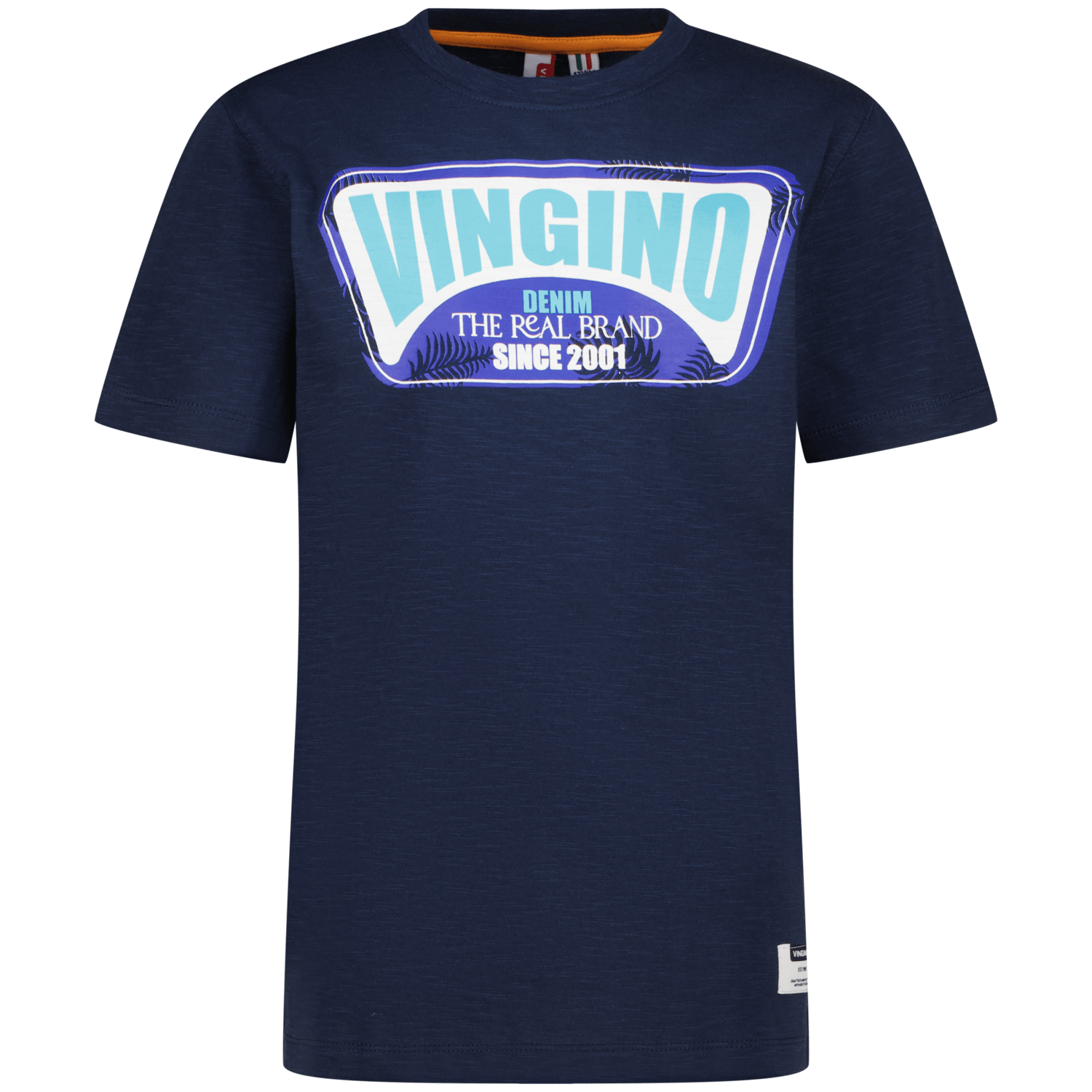 VINGINO T-shirt Hefor met logo donkerblauw Jongens Katoen Ronde hals Logo 152