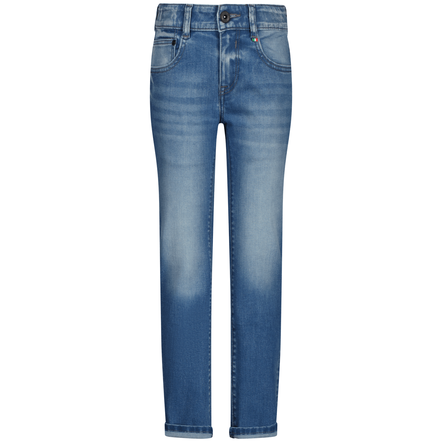 VINGINO slim fit jeans Dante mid blue wash Blauw Jongens Stretchdenim Effen 140