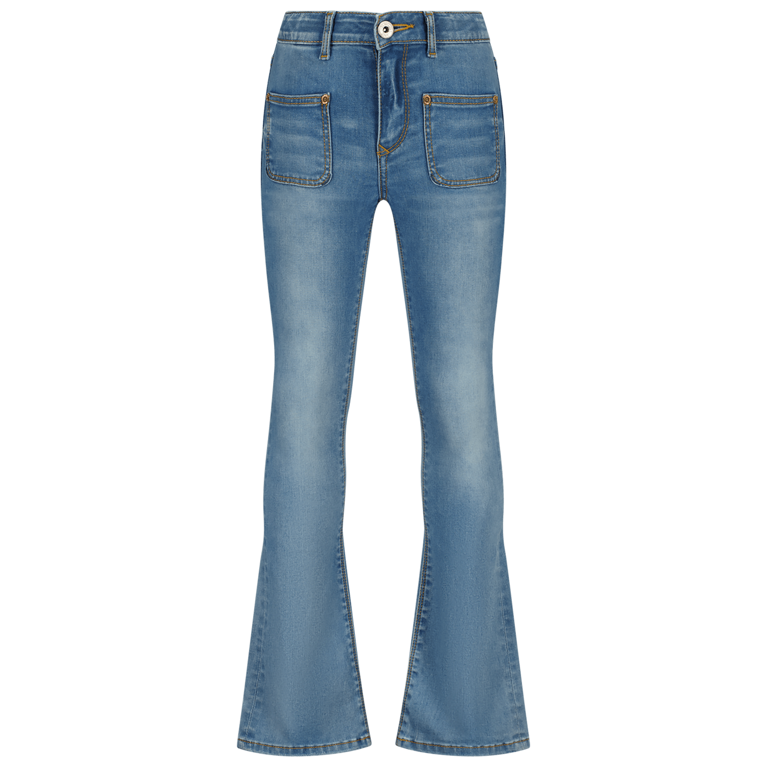 VINGINO flared jeans blue vintage Blauw Meisjes Katoen Effen 140