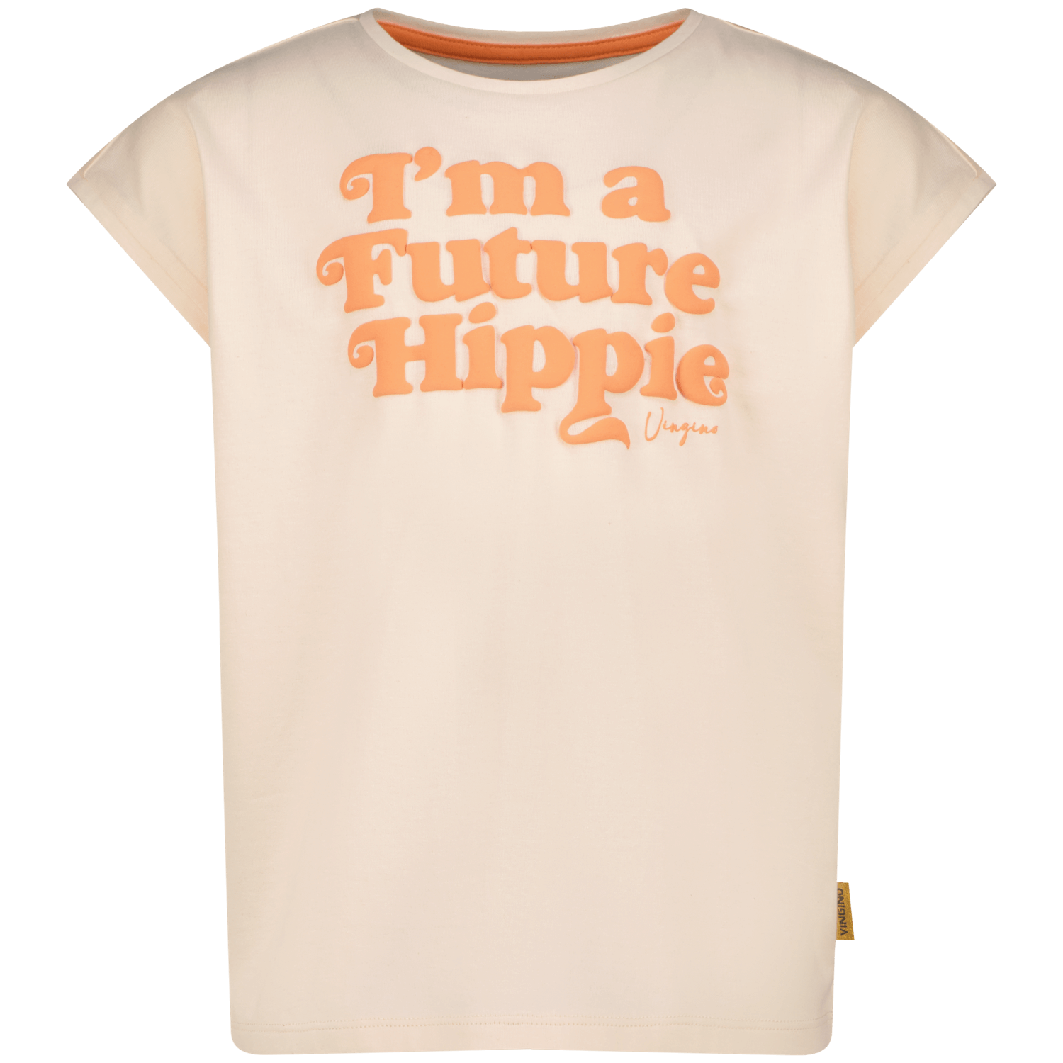 VINGINO T-shirt Helen met tekst pasteloranje Meisjes Katoen Ronde hals 140