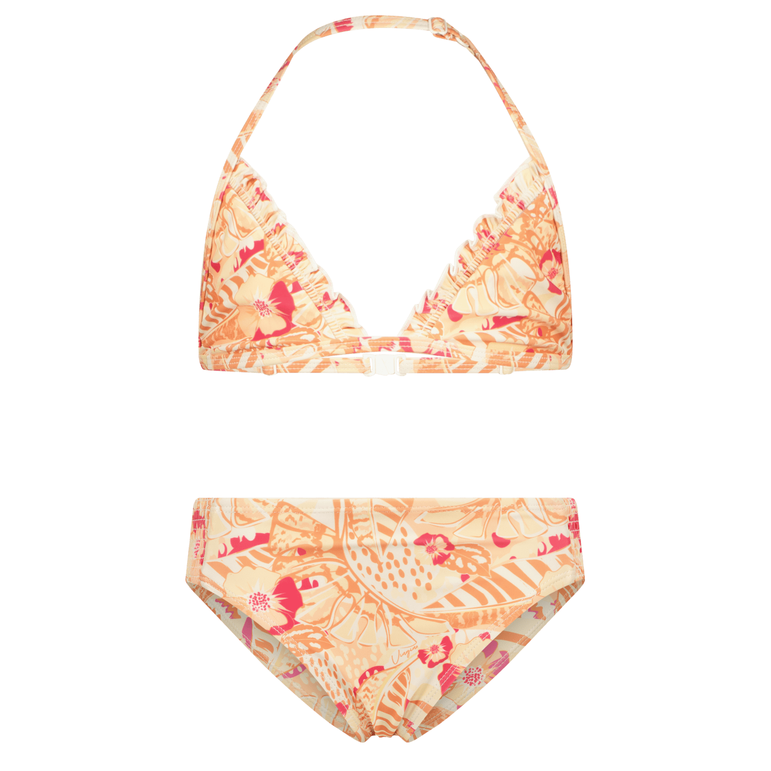 VINGINO triangel bikini Zarley met ruches oranje Meisjes Polyester All over print 140