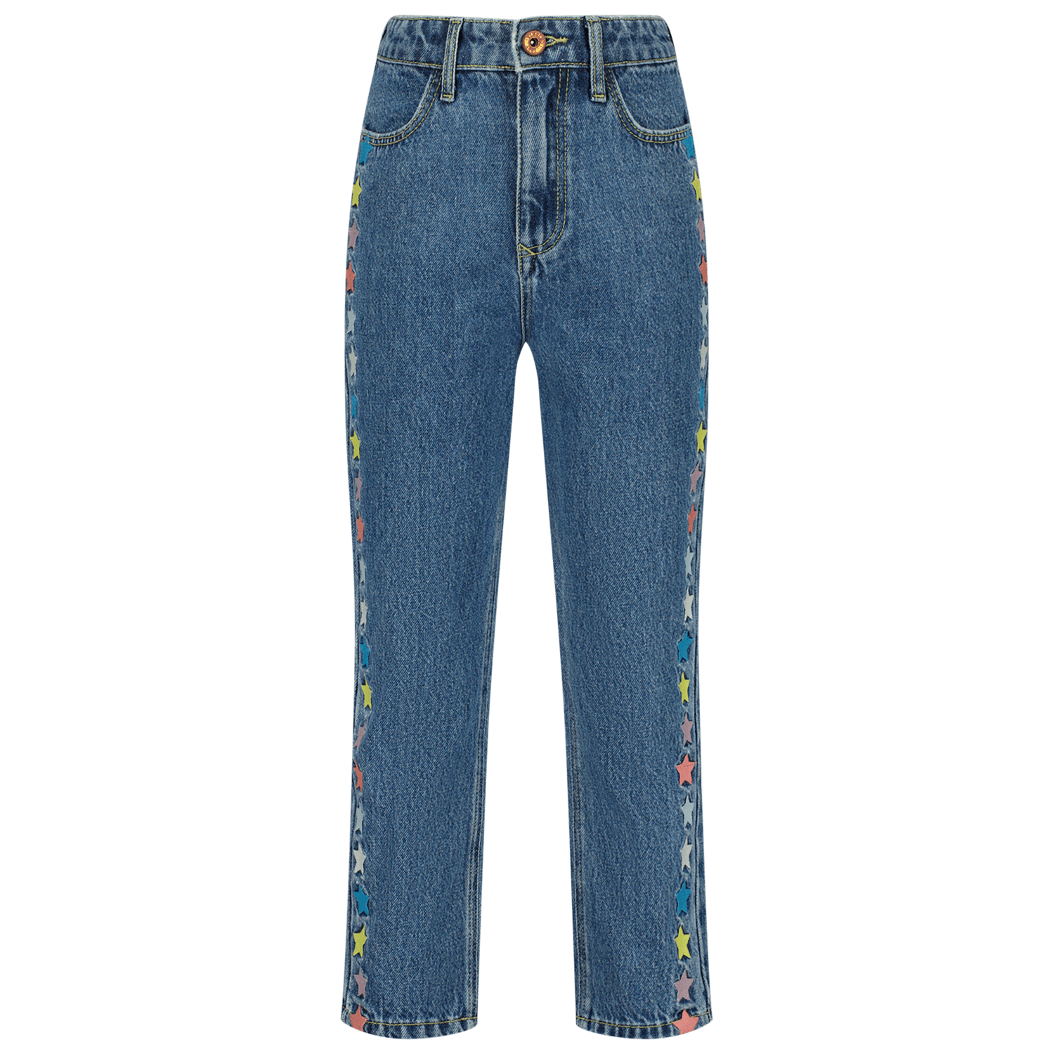 VINGINO straight fit jeans met sterren mid blue wash Blauw Meisjes Denim 140