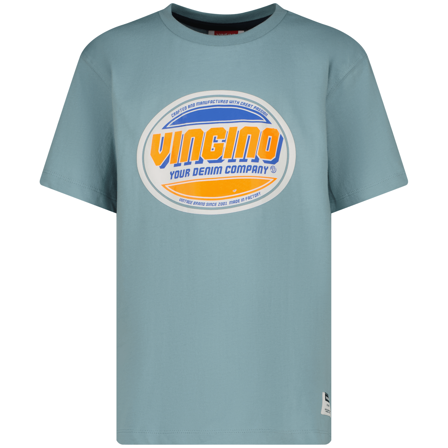 VINGINO T-shirt Hon met logo grijsblauw Jongens Katoen Ronde hals Logo 140