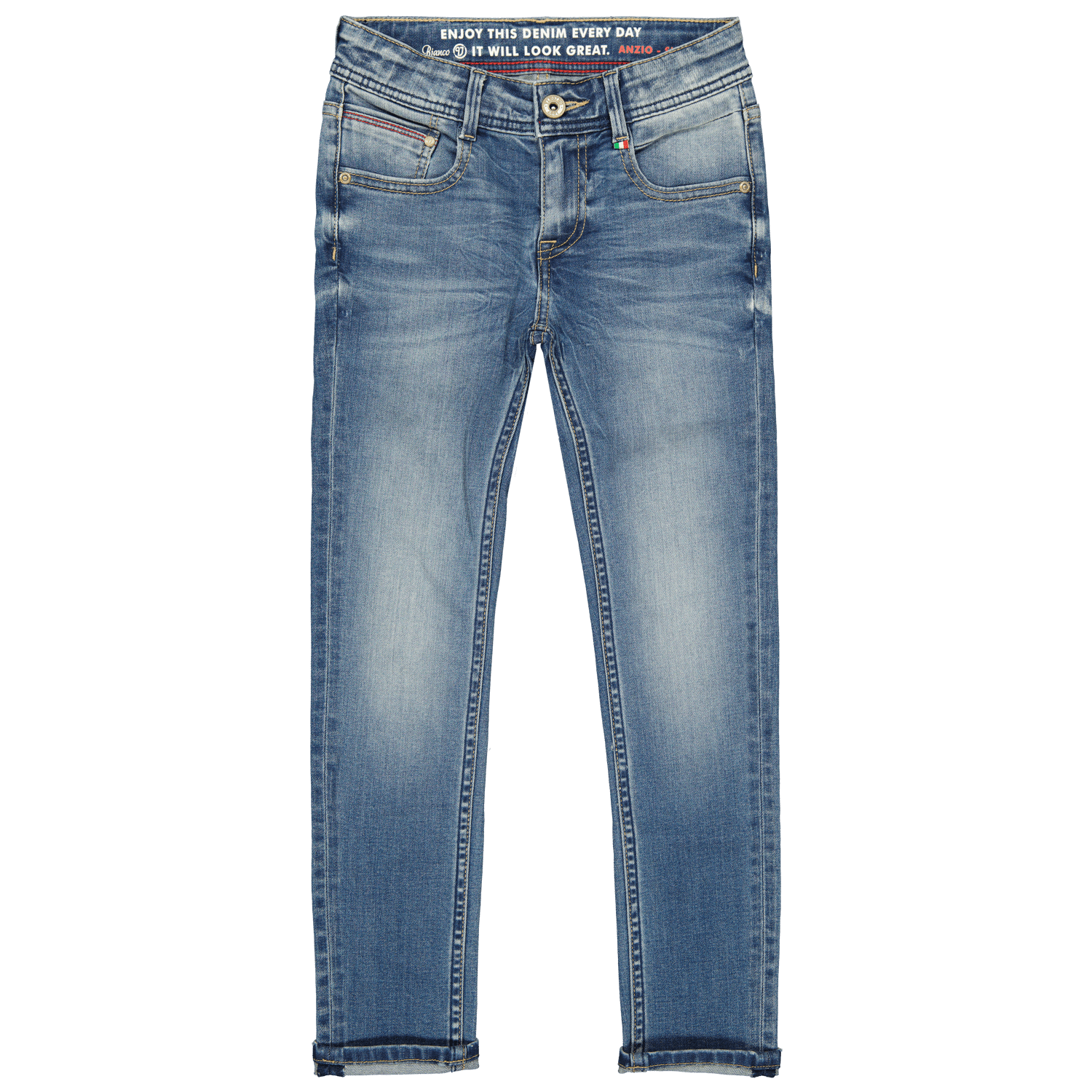 VINGINO skinny jeans Anzio blue denim Blauw Jongens Katoen Effen 140