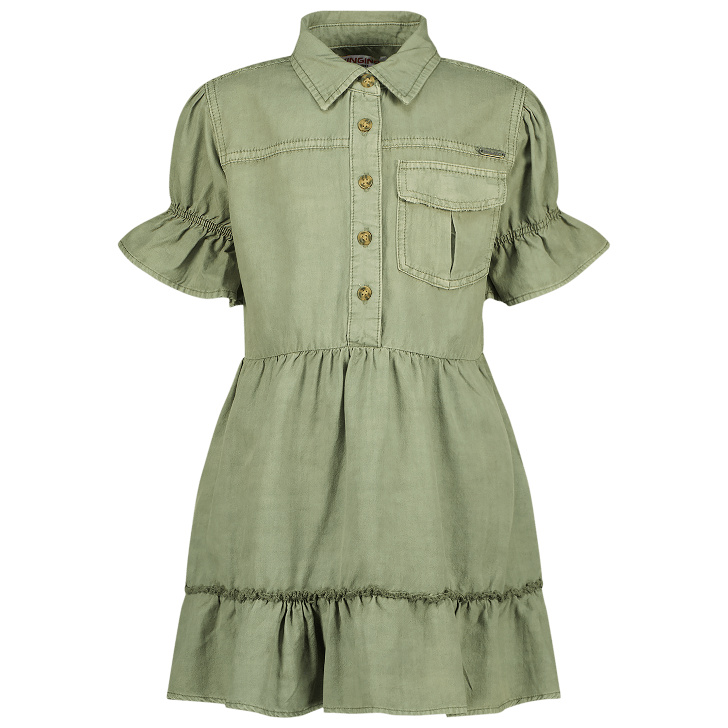 VINGINO jurk olijfgroen Meisjes Katoen Klassieke kraag Effen 140