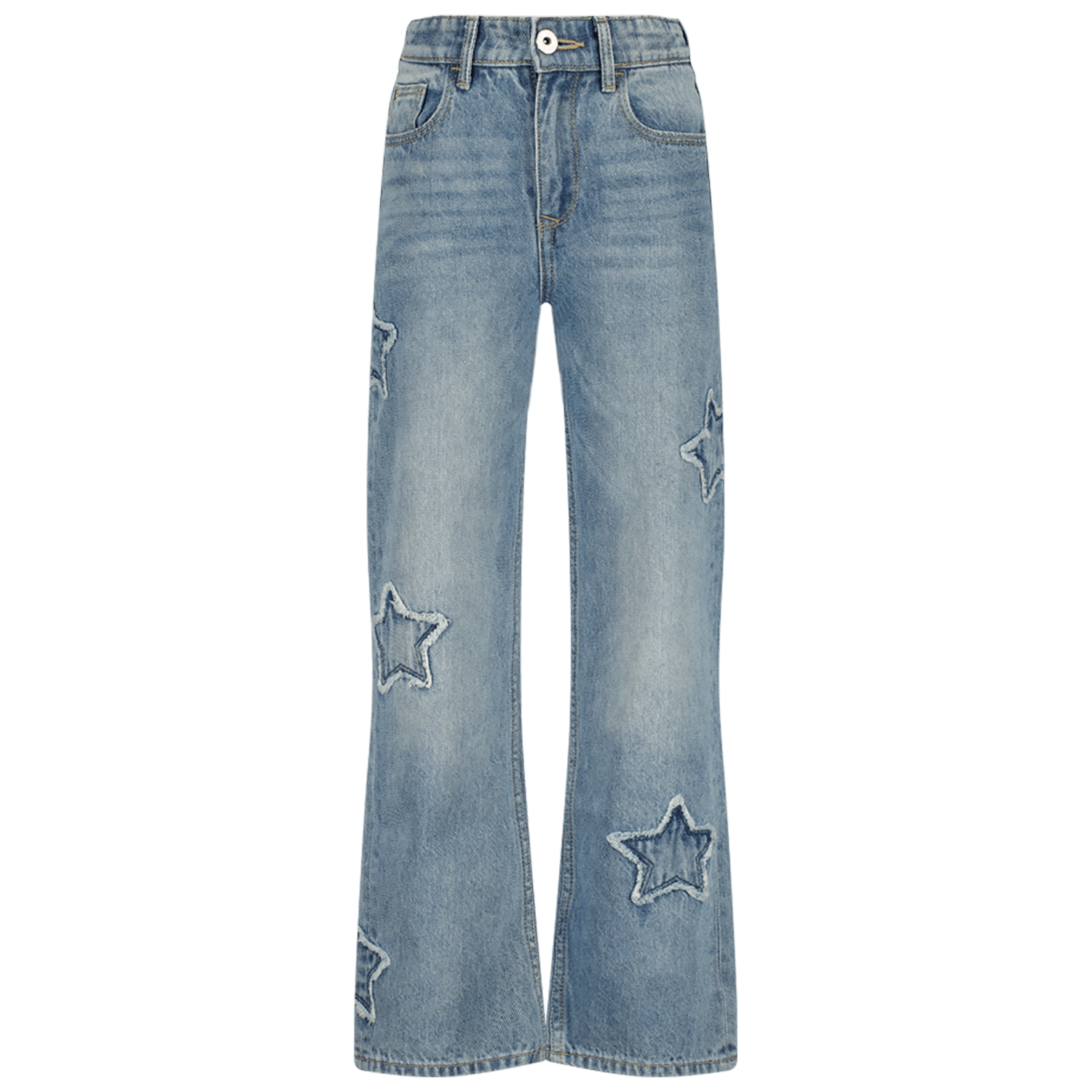 VINGINO wide leg jeans Cato light vintage Blauw Meisjes Katoen Effen 140