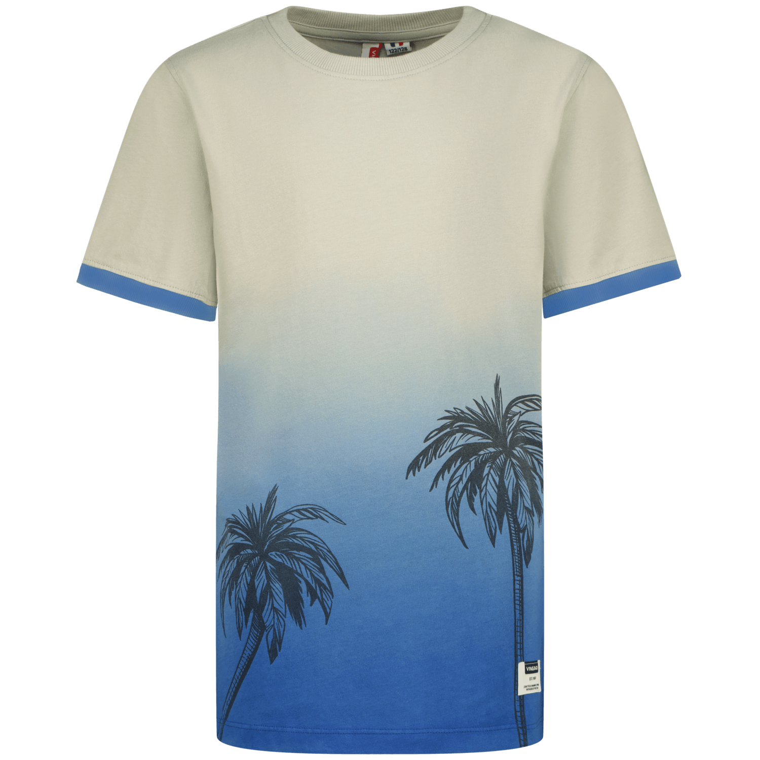 VINGINO T-shirt met all over print blauw lichtgrijs Jongens Katoen Ronde hals 140