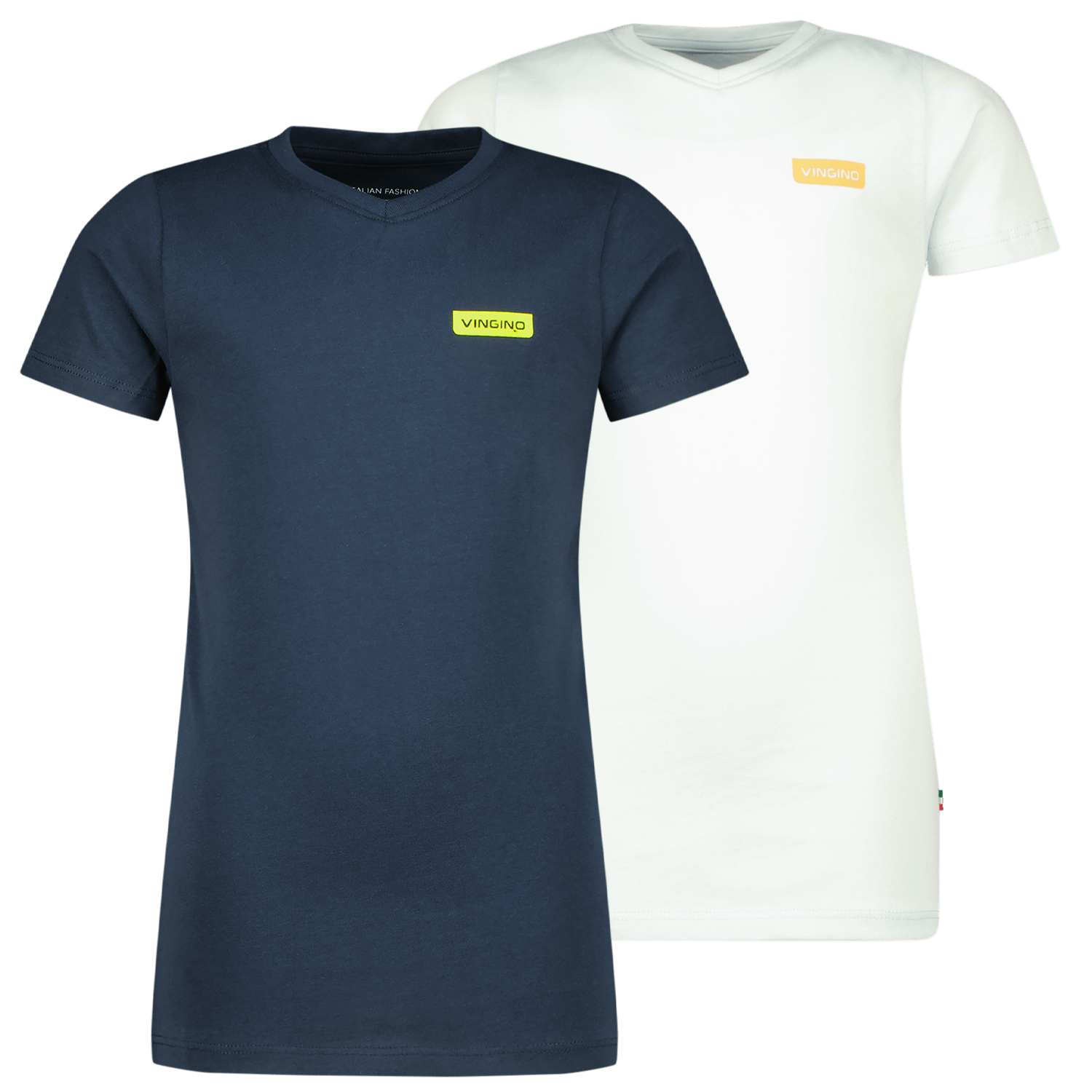 VINGINO T-shirt set van 2 mintgroen donkerblauw Jongens Katoen V-hals 140