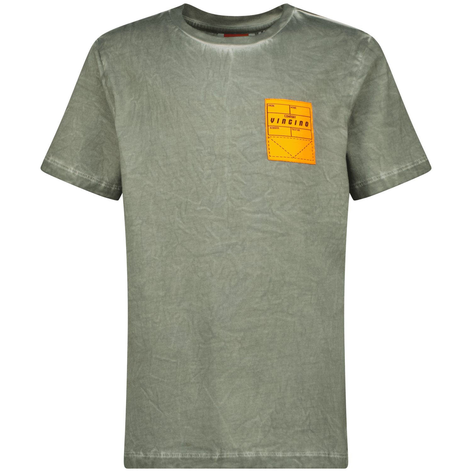 VINGINO T-shirt Herso met printopdruk olijfgroen oranje Jongens Katoen Ronde hals 140