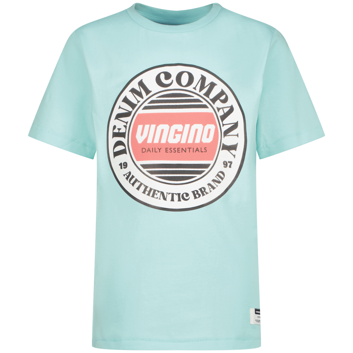 VINGINO T-shirt Hefso met logo licht aquablauw Jongens Katoen Ronde hals 140