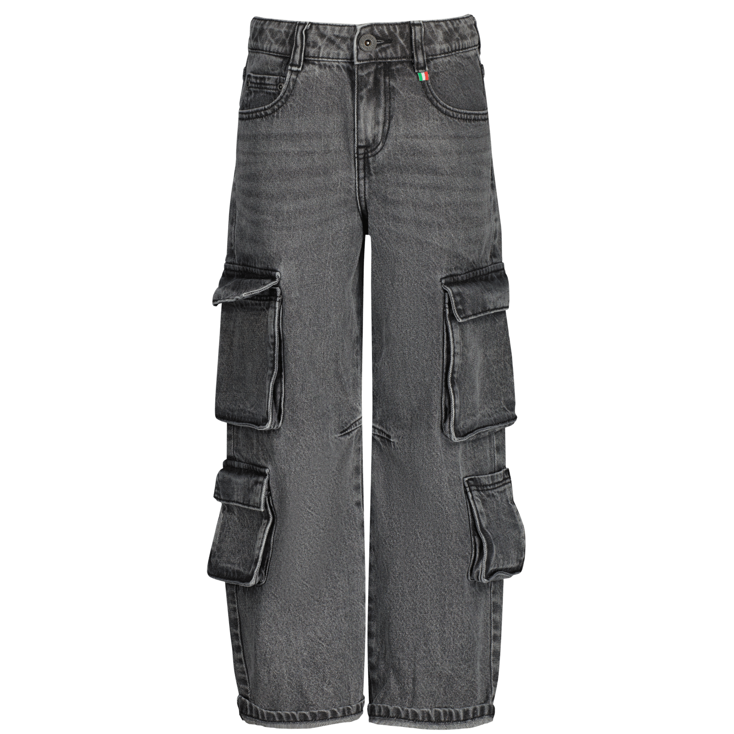 VINGINO loose fit jeans Kit washed black Zwart Denim Effen 140