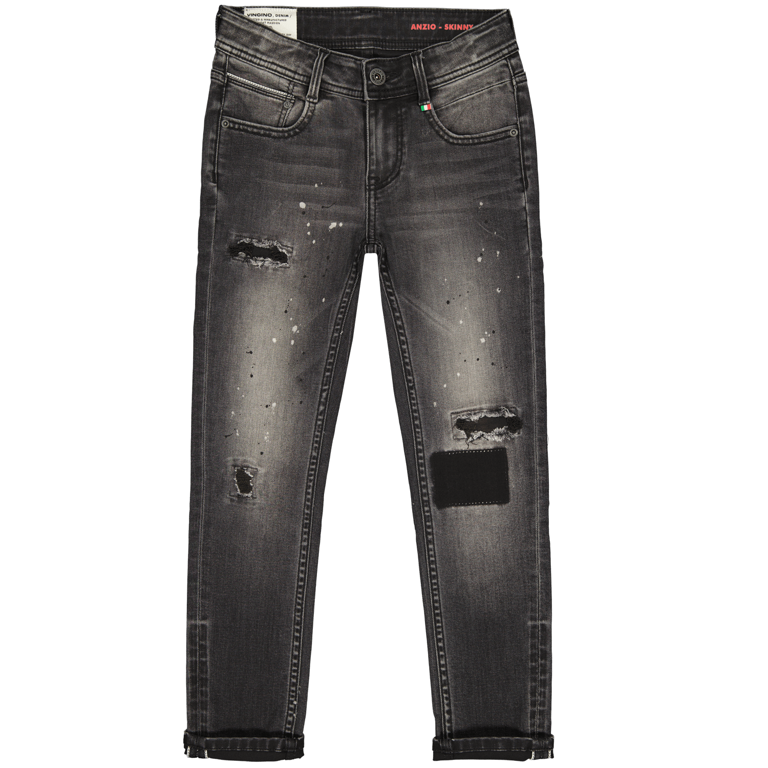 VINGINO skinny jeans Anzio dark grey vintage Grijs Jongens Katoen 140