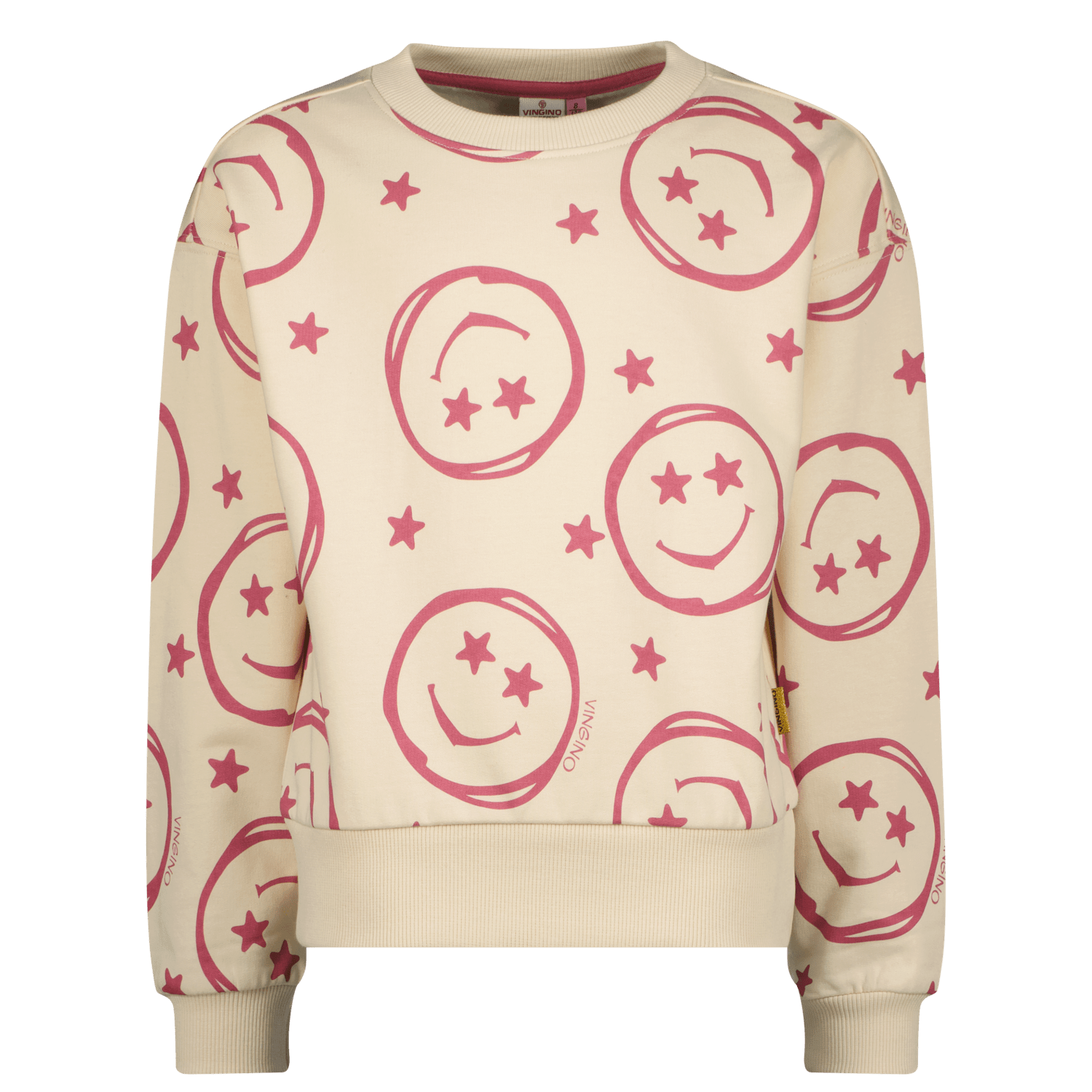 VINGINO sweater Neshanta met all over print beige roze All over print 140