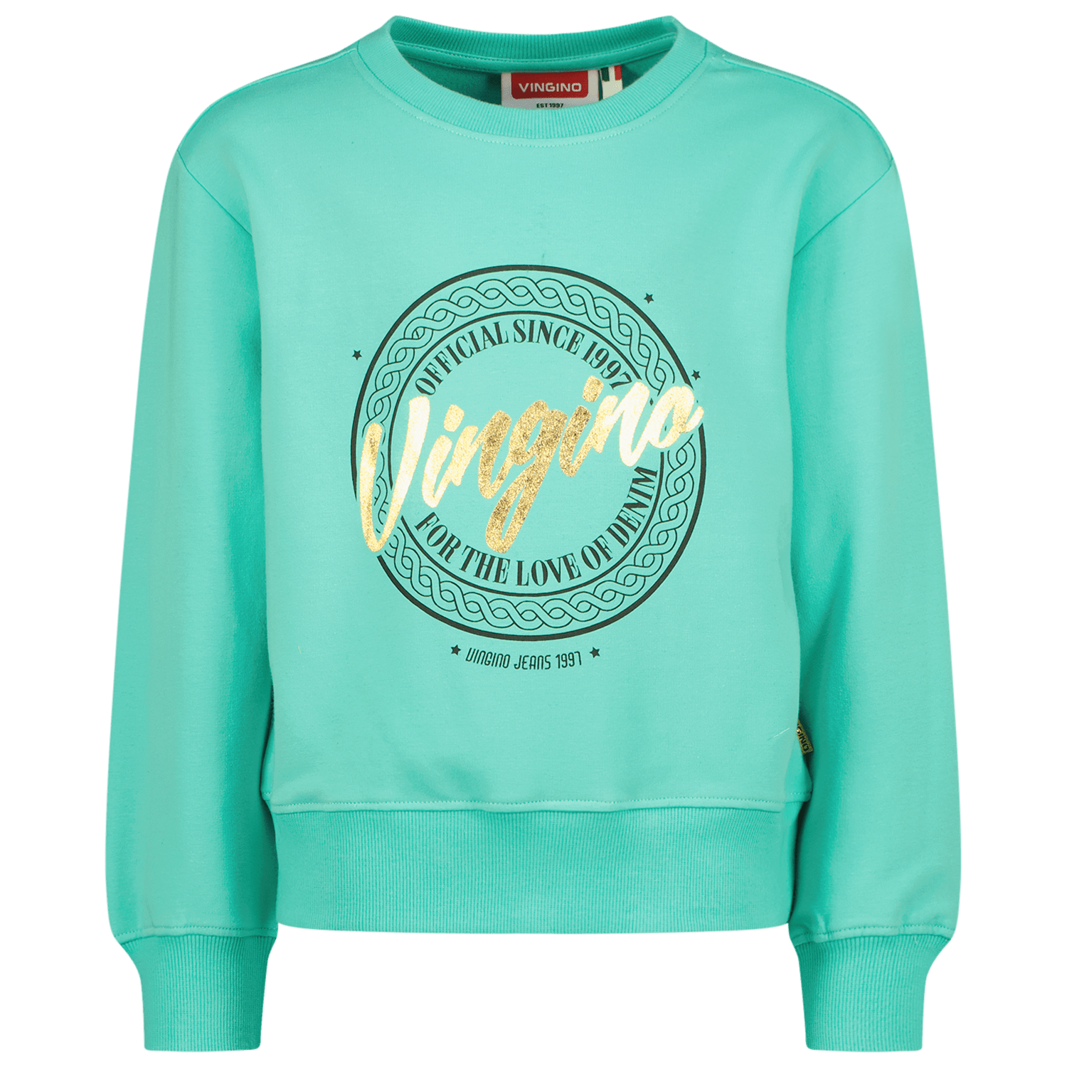 VINGINO sweater met printopdruk tropisch mintgroen Printopdruk 140