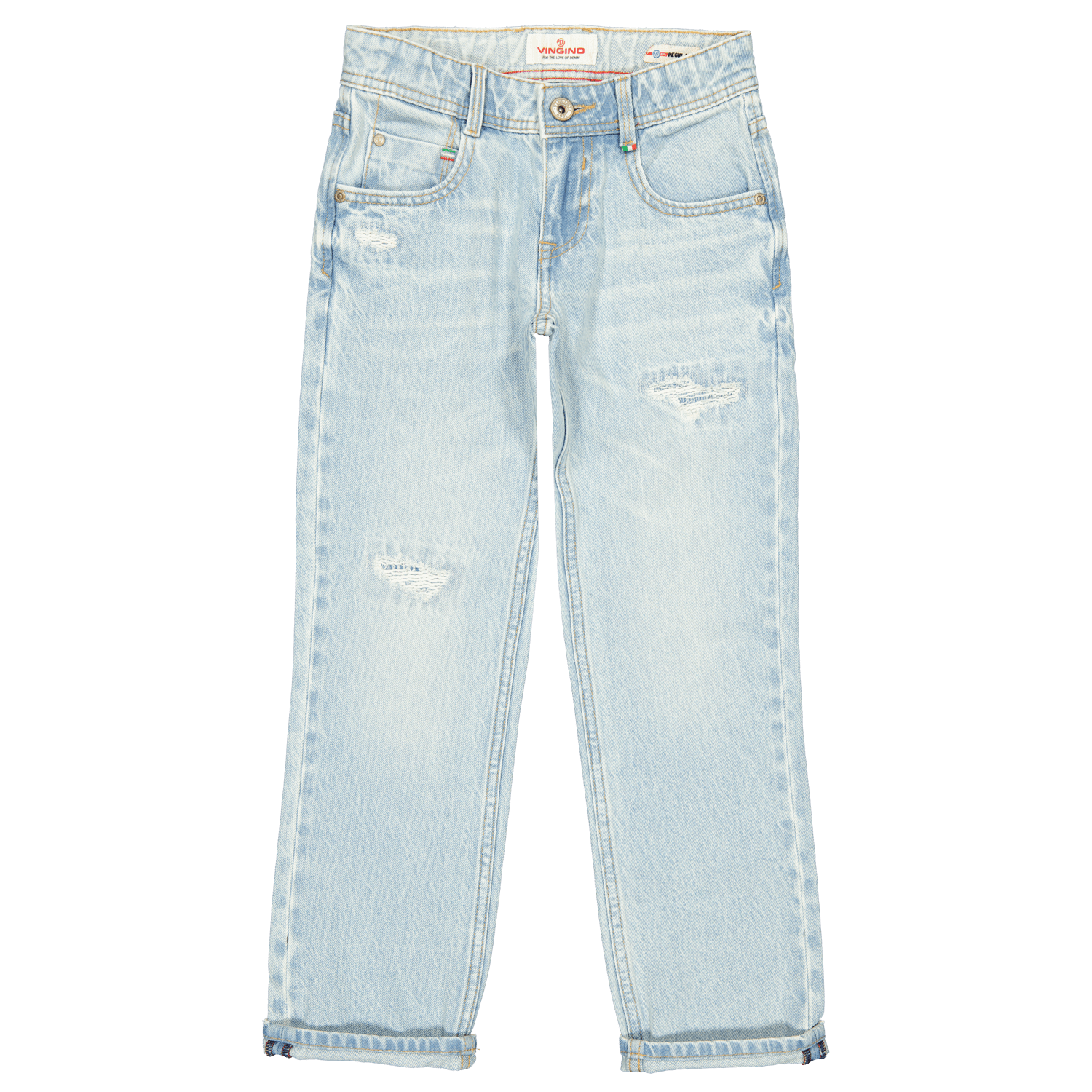 VINGINO straight fit jeans Baggio Vintage light blue vintage Blauw Jongens Katoen 140