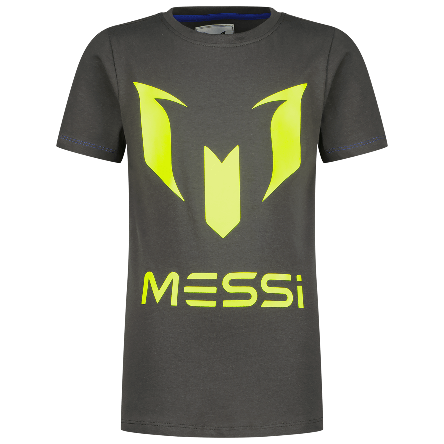 VINGINO x Messi T-shirt met logo antraciet neongeel Grijs Jongens Stretchkatoen Ronde hals 140