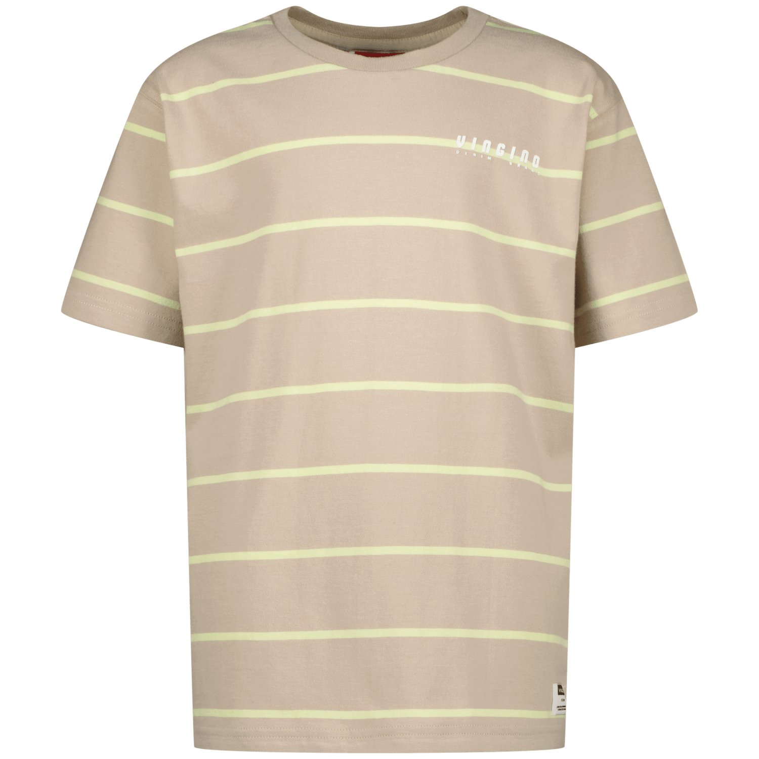 VINGINO gestreept T-shirt Hafi zand neongeel Beige Jongens Katoen Ronde hals 140