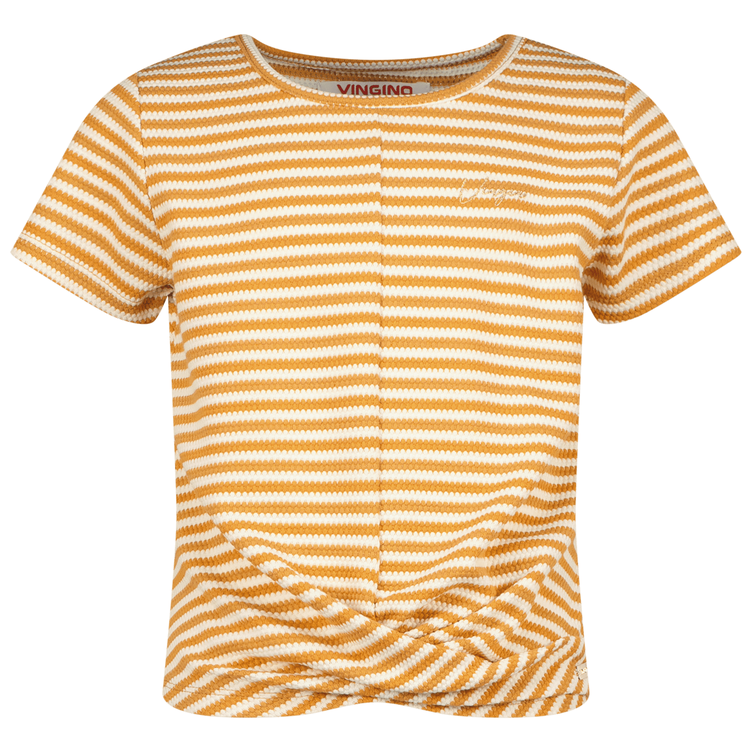 VINGINO gestreept T-shirt Ireen lichtbruin ecru Top Meisjes Polyester Ronde hals 140