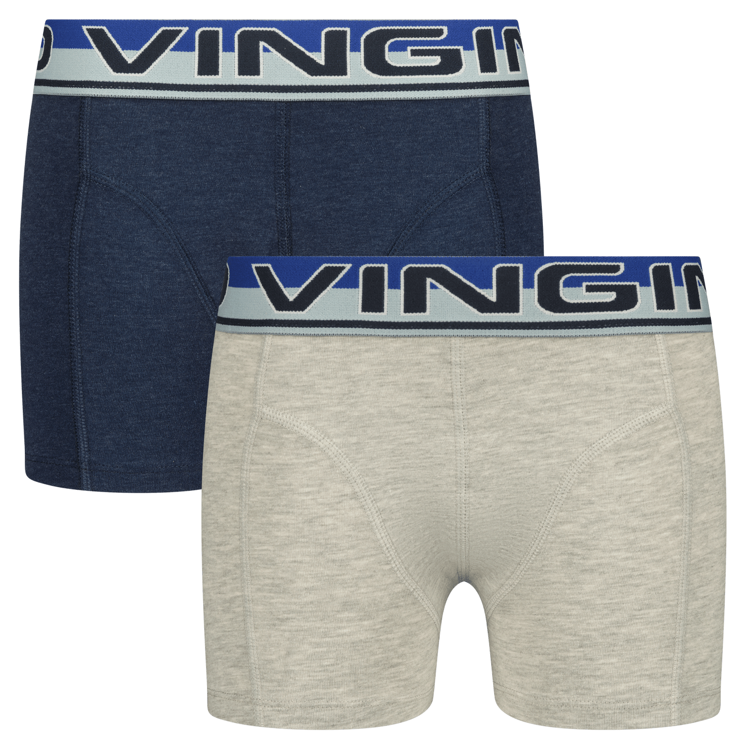 VINGINO boxershort set van 2 donkerblauw grijs melange Jongens Stretchkatoen 146 152