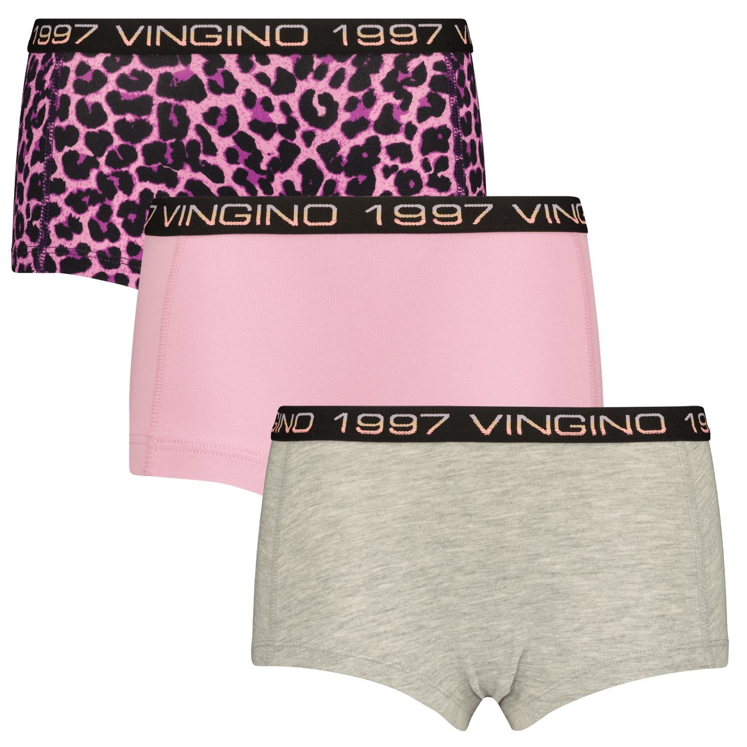 VINGINO short Animal set van 3 roze zwart grijs Slip Meisjes Stretchkatoen 146 152